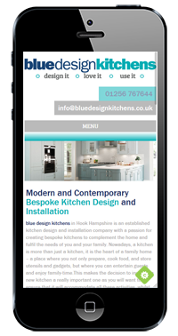 Blue Design Kitchens Website On IPhone