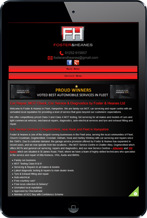 Foster and Heanes Website On IPad