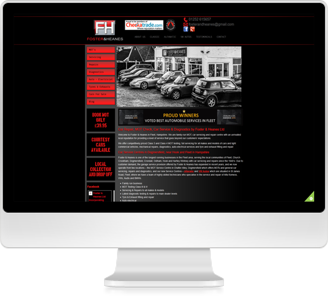 Foster and Heanes Website On Desktop