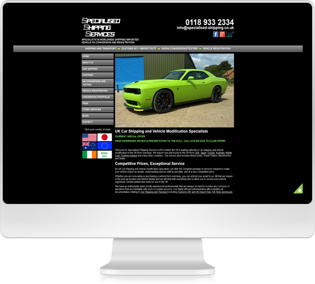 Specialised Shipping Services Website On Desktop