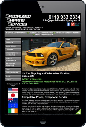 Specialised Shipping Services Website On IPad