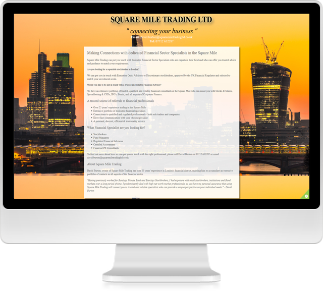 Square Mile Trading Website On Desktop
