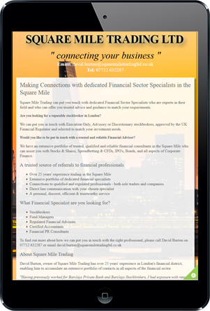 Square Mile Trading Website On IPad