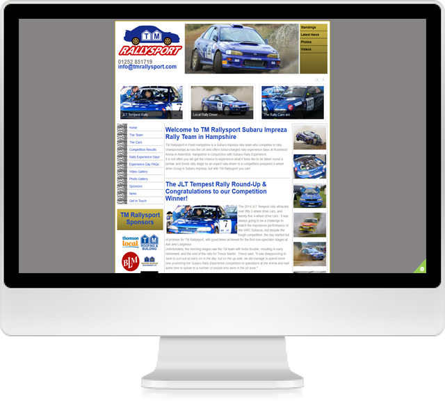 TM Rally Sport Website On Desktop