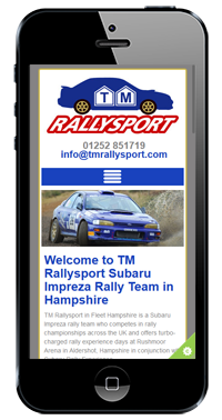 TM Rally Sport Website On IPhone